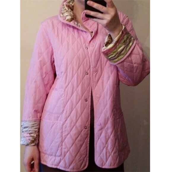 VicaModa Reversable 100% Silk Shell Light Quilted Jacket 10-8 Bubble Gum Pink - Picture 3 of 11